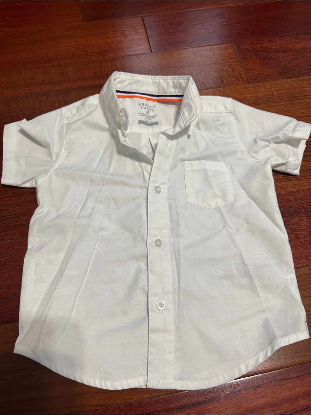 French Toast White Short Sleeve Button-Down Shirt with Chest Pocket